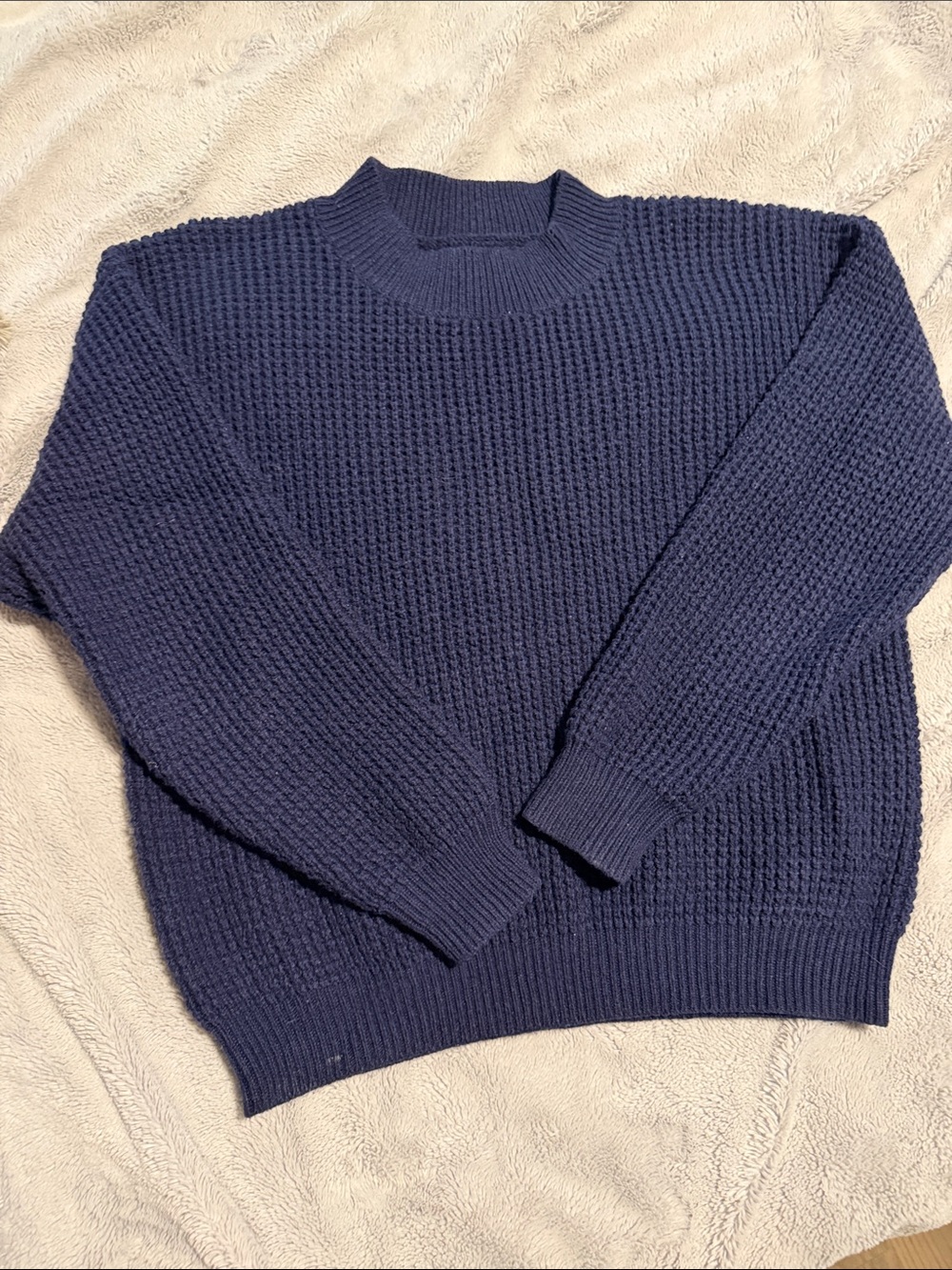 Women's Navy Chunky Knit Crew Sweater